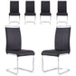 6 Piece Black PU Leather Dining Chairs With Metal Legs