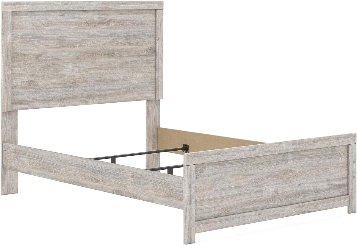 Full Panel Bed Frame Light Gray Engineered Wood Finish