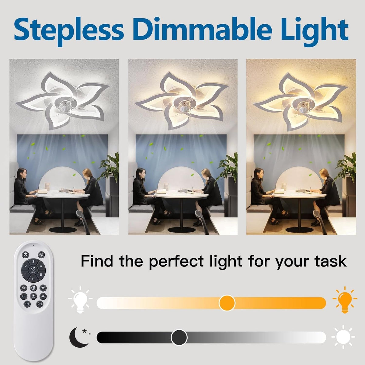 Twenty Four Inch White LED Reversible Ceiling Fan With Lights