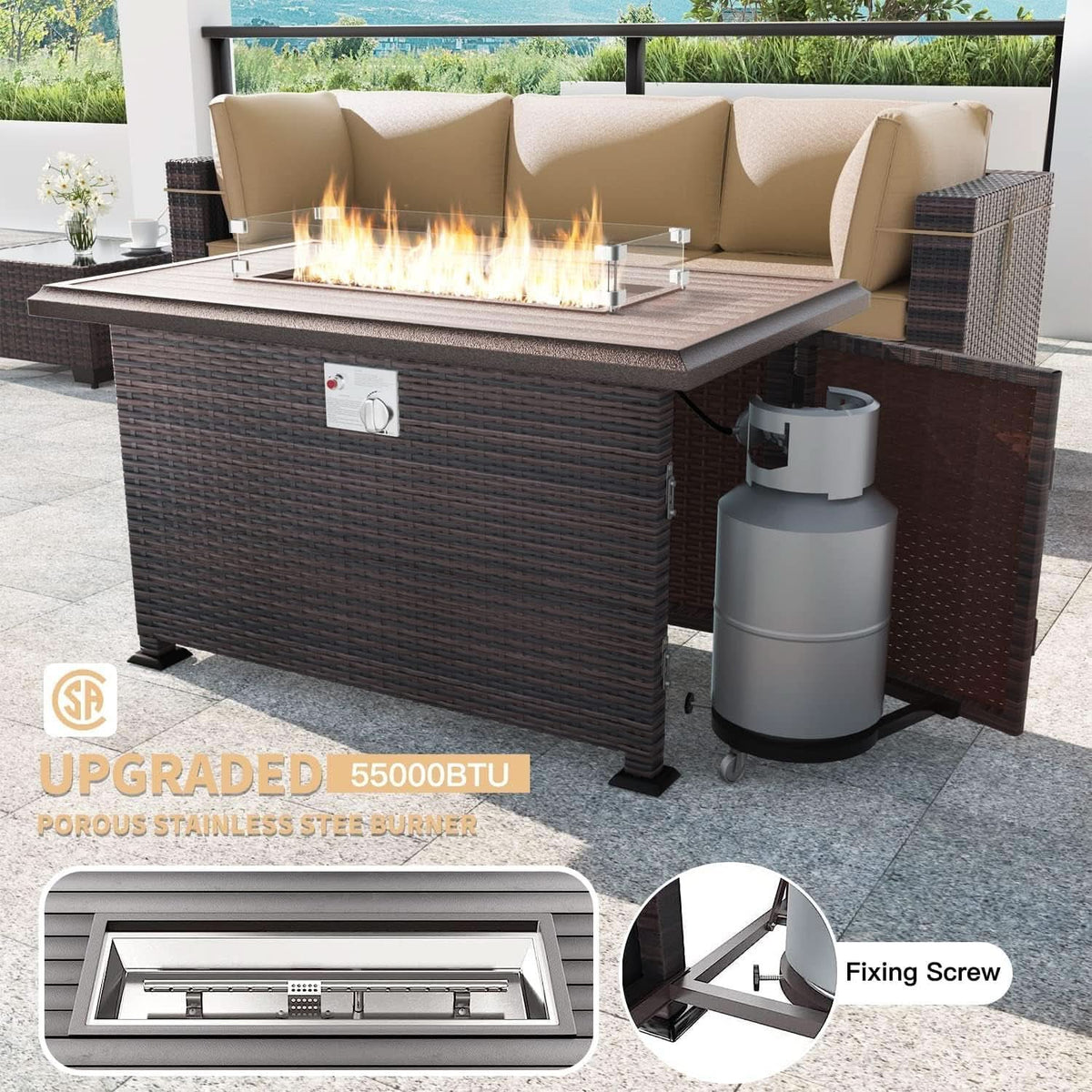 13 Piece Outdoor Patio Furniture Set with Fire Pit-1