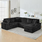 Black 122Inch U Shaped Sleeper Sectional USB Charging Ports