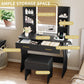 Contemporary Charcoal Vanity Desk With LED Lighting