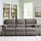 Contemporary Manual Reclining Sofa Gray Upholstery