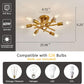 Gold Sputnik Chandelier Semi Flush Mount Ceiling Light