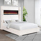 Queen Bed Cream Upholstered High Headboard Textured