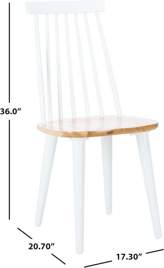 Farmhouse Spindle Back Side Chair White Natural Dining Room