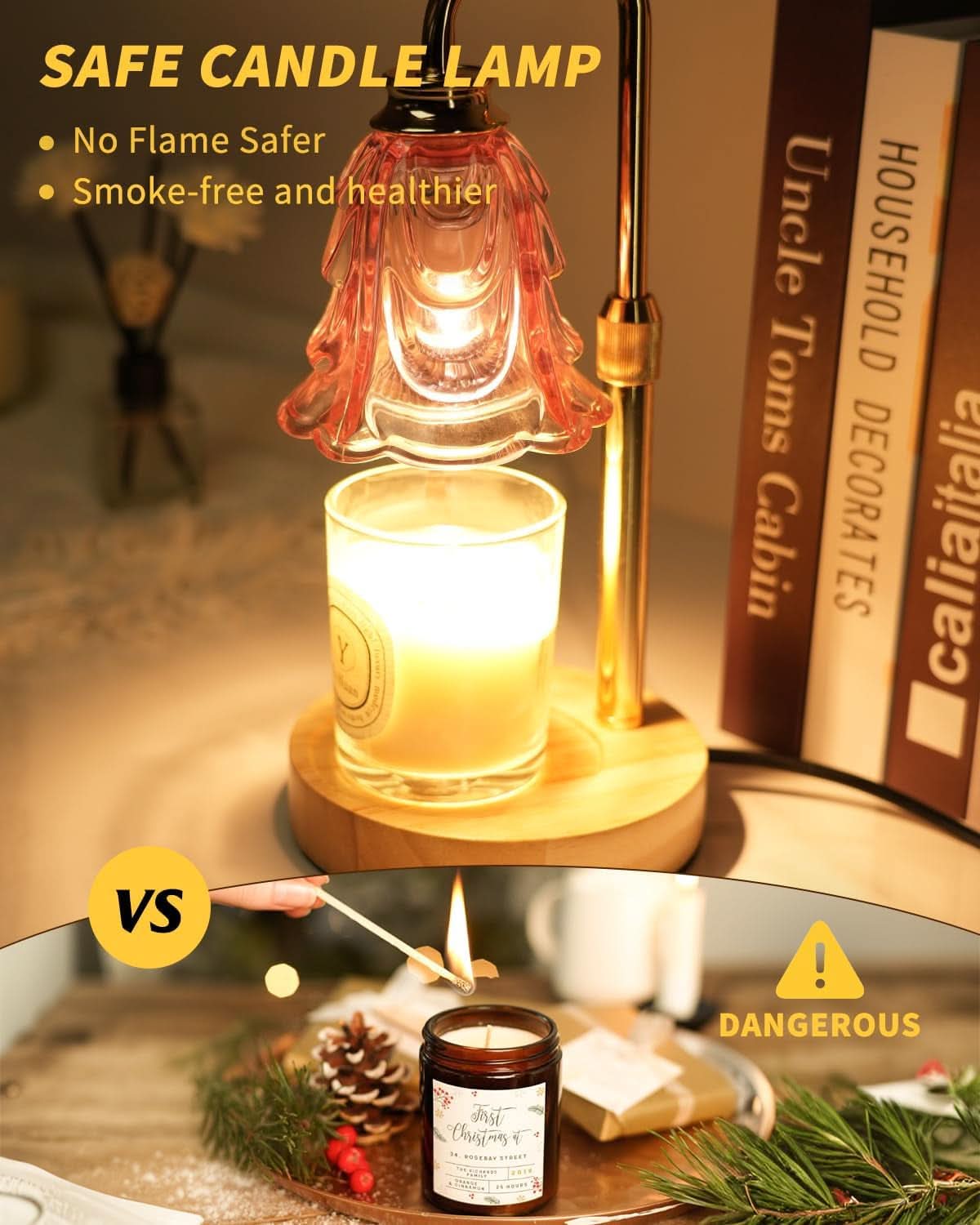 Pink Multifunctional Candle Warmer Lamp Timer Dimmable