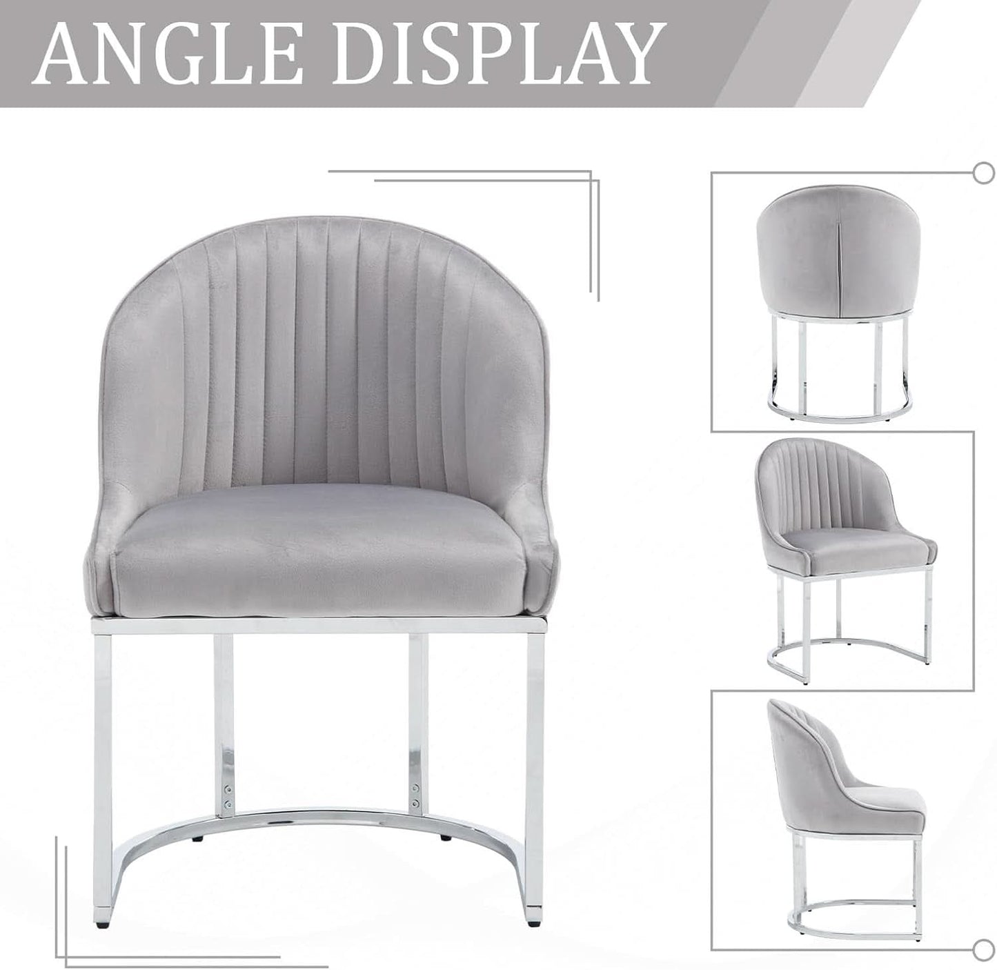 Grey Velvet Upholstered Dining Chairs Collection Set