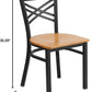 Two Pack Hercules Series Black X Back Metal Dining Chairs With Natural Wood Seats