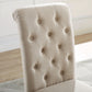Tufted Solid Wood Dining Chairs Tan Set Of 2 Modern
