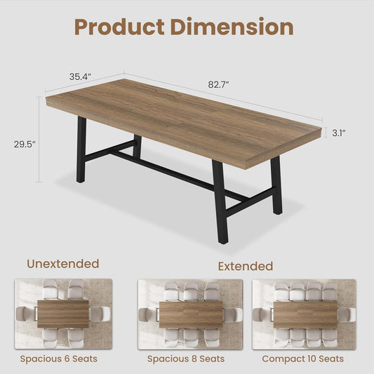 Extendable Dining Table Distressed Steel Heavy Duty