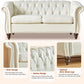2 Piece Chesterfield Faux Leather Living Room Set Loveseat And Chair With Scroll Arms And Nailhead White