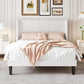 Velvet Upholstered Full Bed Frame With Wingback Headboard