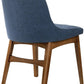 Azalea Blue Fabric and Walnut Wood Dining Chairs Set of 2