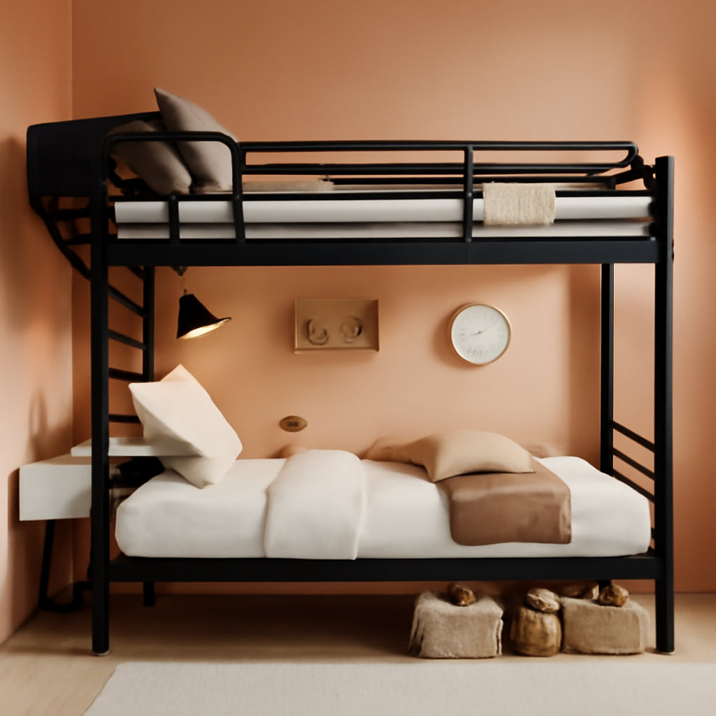 Black TwinOverTwin HeavyDuty Bunk Bed WithIntegratedDesk