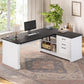 Executive L Shaped Desk With Multifunctional Outlets
