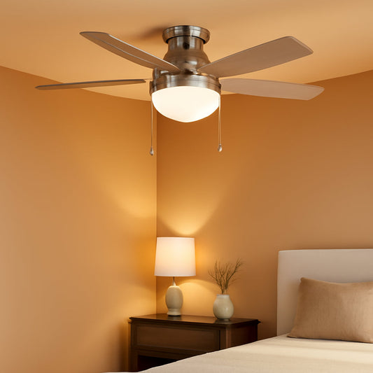 Anslee Brushed Nickel Flush Mount Ceiling Fan
