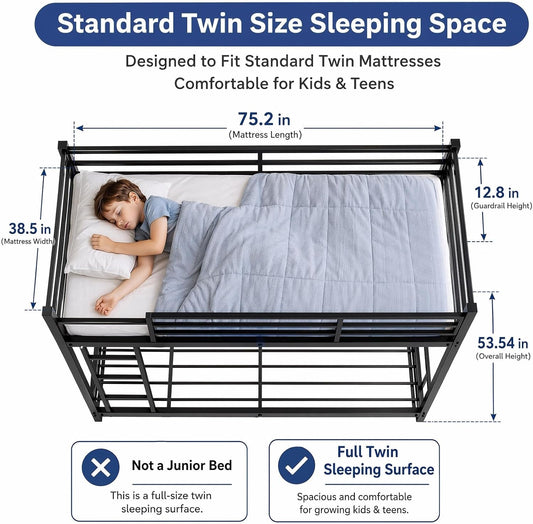 Twin Industrial Strength Metal Bunk Bed Rails System