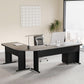 83 Inch L Shaped Office Desk Gray Executive Desk Large