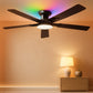 52 Inch Smart Black Ceiling Fan Energy Efficient Cooling