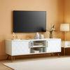 White Solid Wood TV Stand 60Inch Entertainment Center