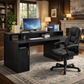 65 Inch Black Computer Desk with Storage Shelves, 3 Drawer File Cabinet and Office Chair Set