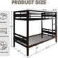 Twin Over Twin Industrial Grade Steel Bunk Bed Black Finish