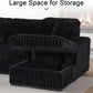 Black 122Inch U Shaped Sleeper Sectional USB Charging Ports