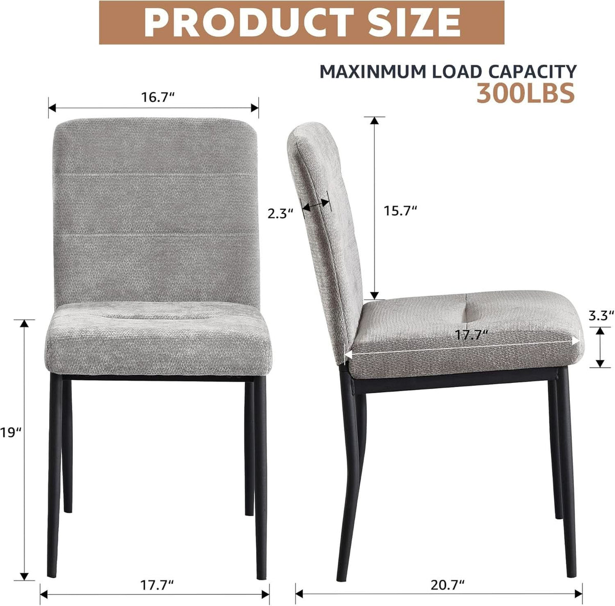 Fabric Upholstered Parsons Dining Chairs Metal Legs