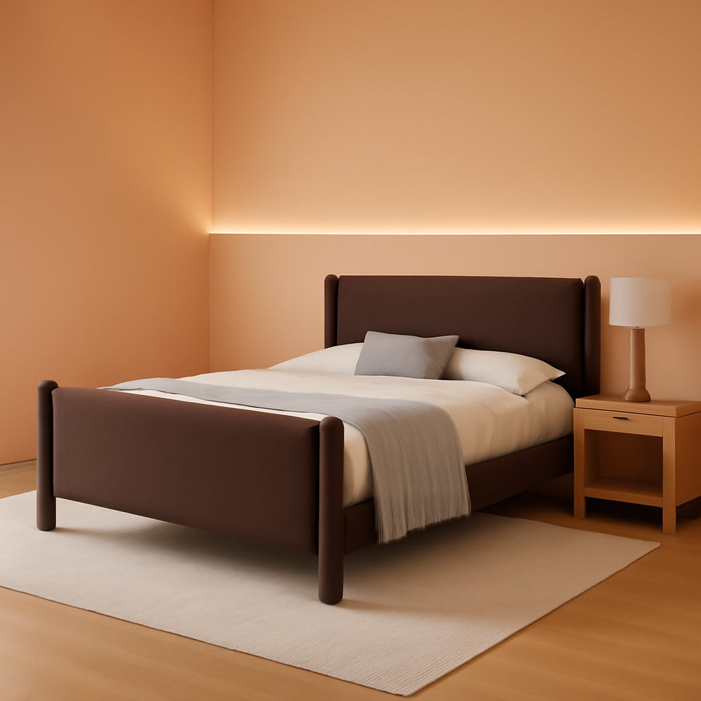 Queen Platform Bed Frame With Upholstered Headboard
