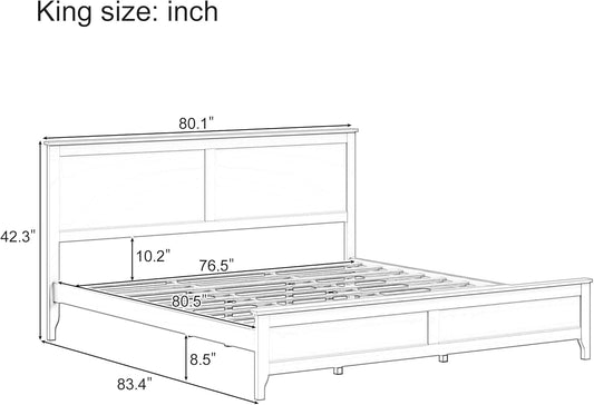 Natural King Platform Bed Including Headboard Support