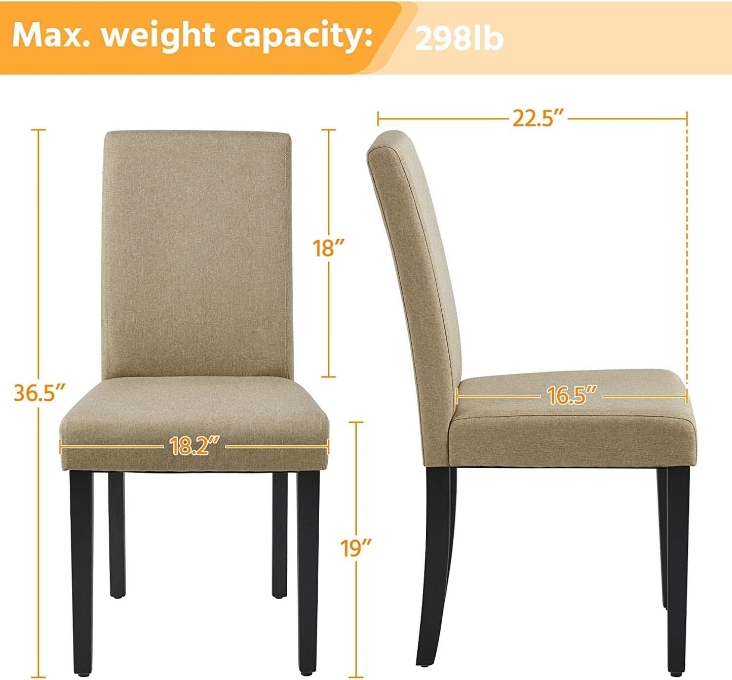 Khaki Upholstered Parson Dining Chair Set 4 Wood Legs