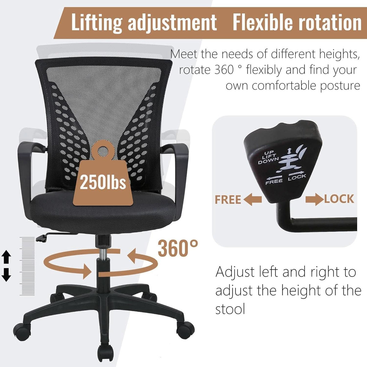 Ergonomic Mesh Office Chair With Adjustable Lumbar Black-2