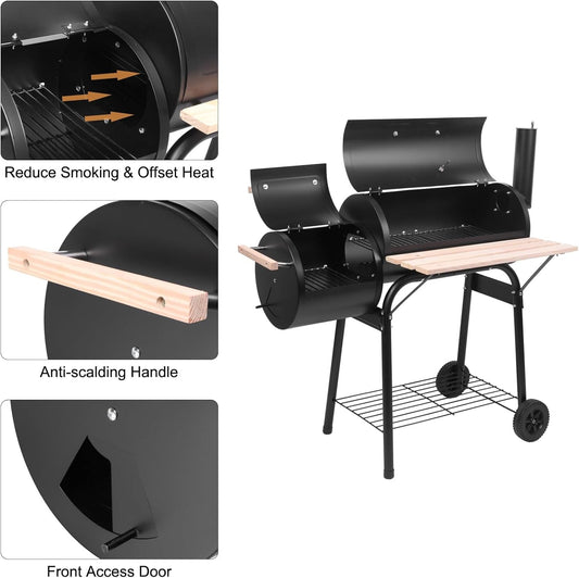 Charcoal Offset Smoker Grill With Professional Grade Space