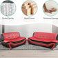 Faux Leather Living Room Sofa Set Red Black Loveseat