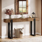 63-Inch Long Console Table, Solid Wood Sofa Table behind the Couch with Metal Support