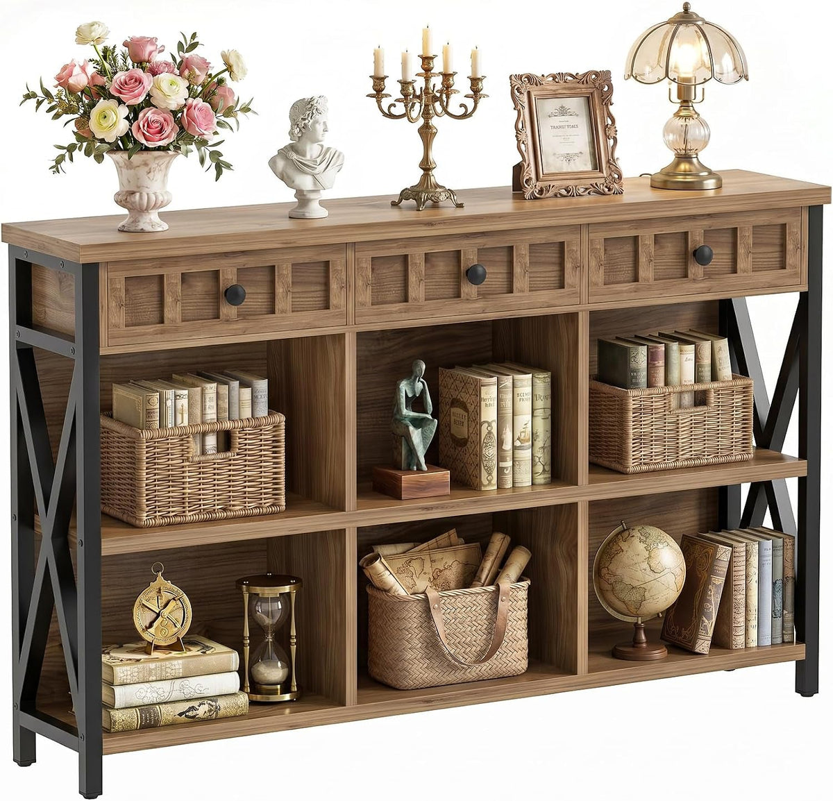 Modern Brown 6 Cube Storage Organizer Bookcase