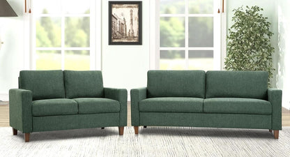 Green Mid Century Modern Couch and Loveseat Set for Small Spaces