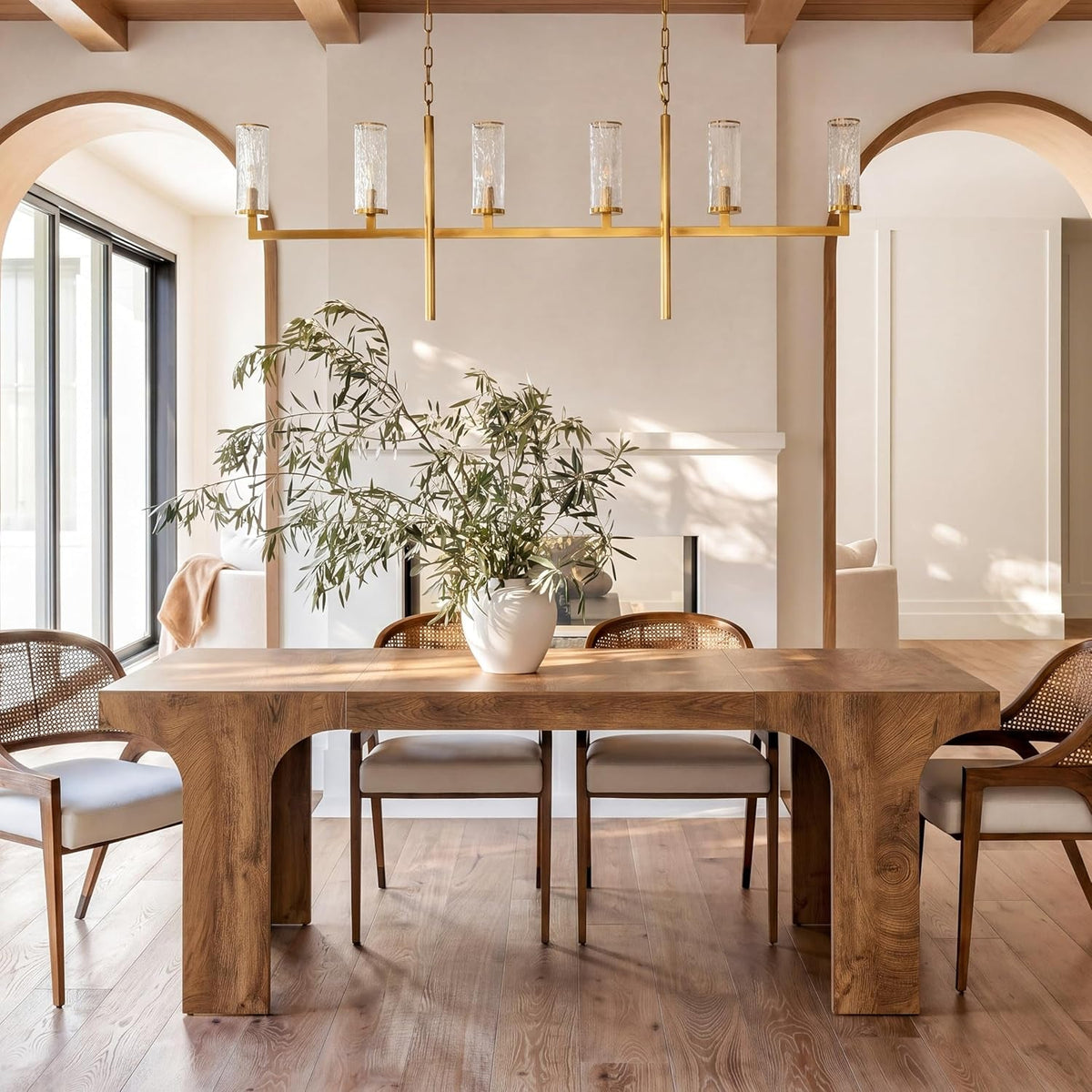70.9 Inches Premium Handcrafted Wood Dining Table Arched Legs