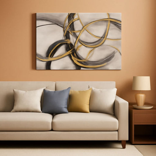 Slate Gray Metallic Abstract Canvas Wall Art 24x48 Inches