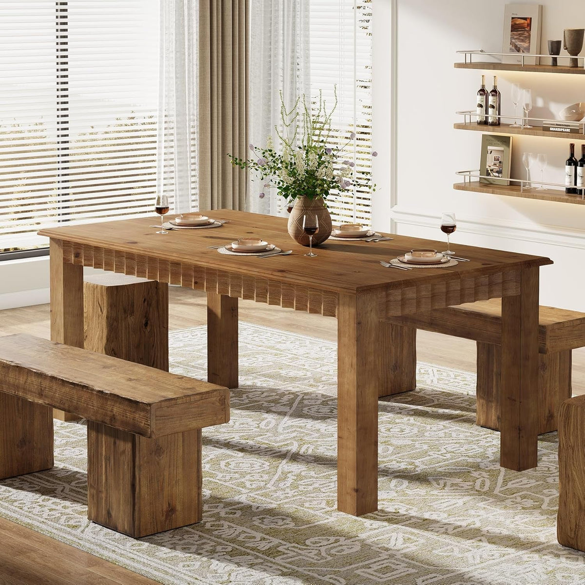 63 Realwood Farmhouse Rectangular Dining Table Espresso