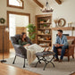 Dark Grey Velveteen Upholstered Ottoman Lounge Chair
