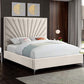 Cream Velvet Queen Platform Bed Upholstered Tufted