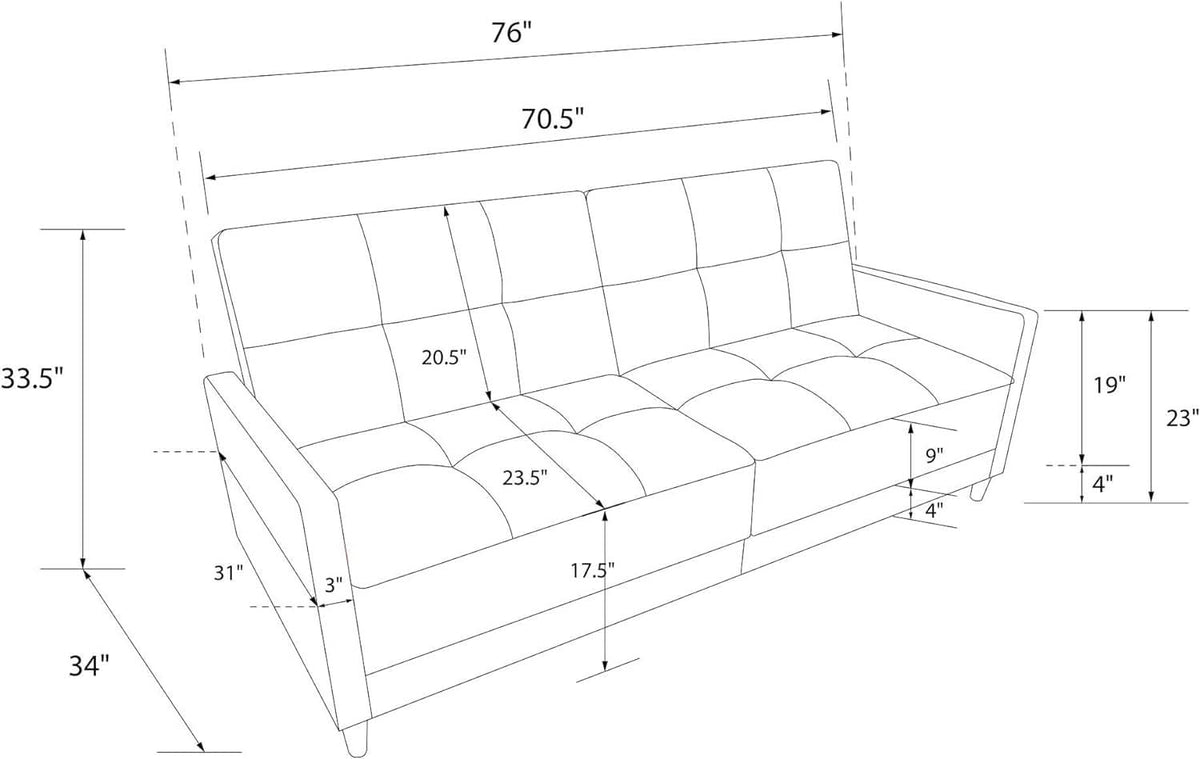 Contemporary Upholstered 76 Inch Grey Sleeper Sofa