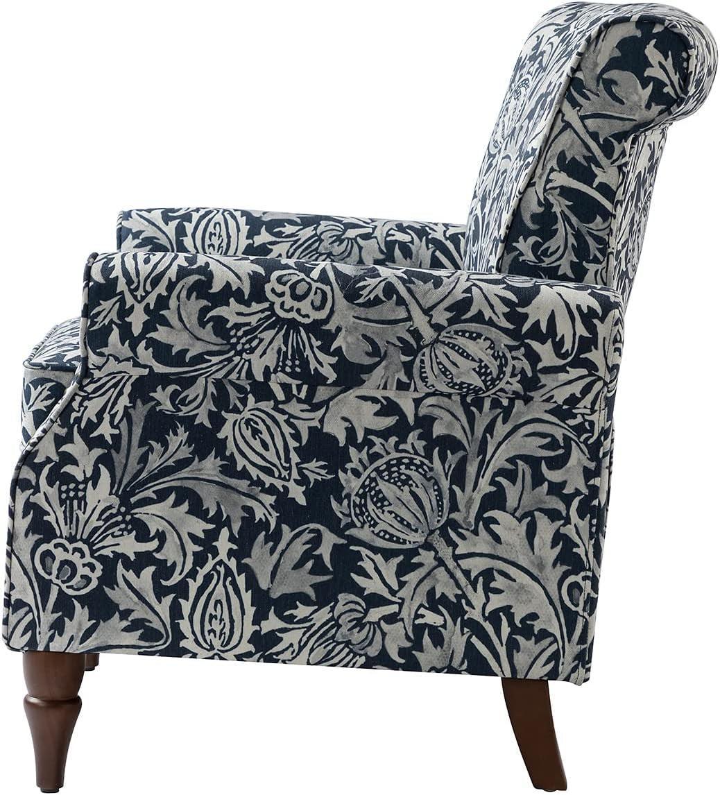 Elegant Floral Wingback Chair With Removable Cushion