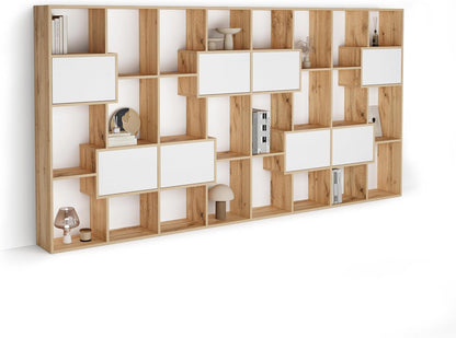 Iacopo Rustic Oak Bookcase Cabinet White Doors