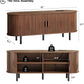 Walnut 63 Inch TV Stand With Entertainment Center Storage