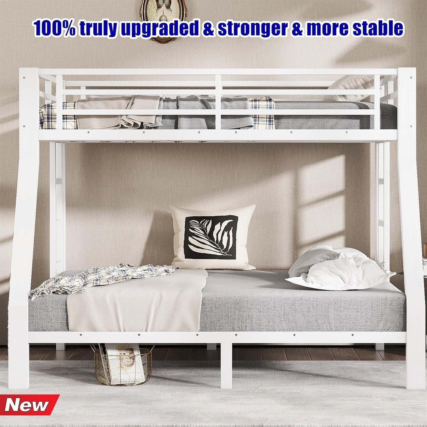 White Full Size Durable Premium Quality Bunk Bed Frame