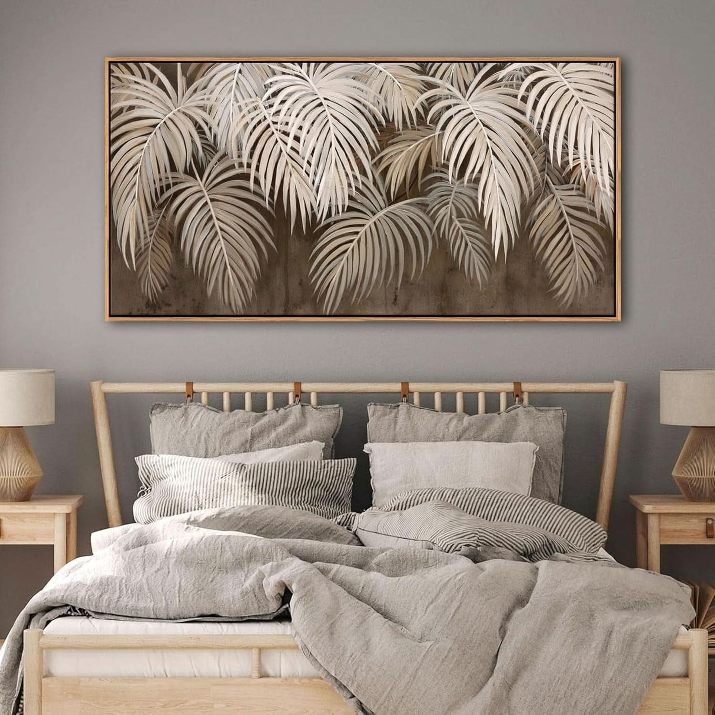 Professional Neutral Canvas Wall Art 24x48 Framed
