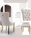 Beige Velvet Dining Chairs Set Of 2 With Tufted Upholstery